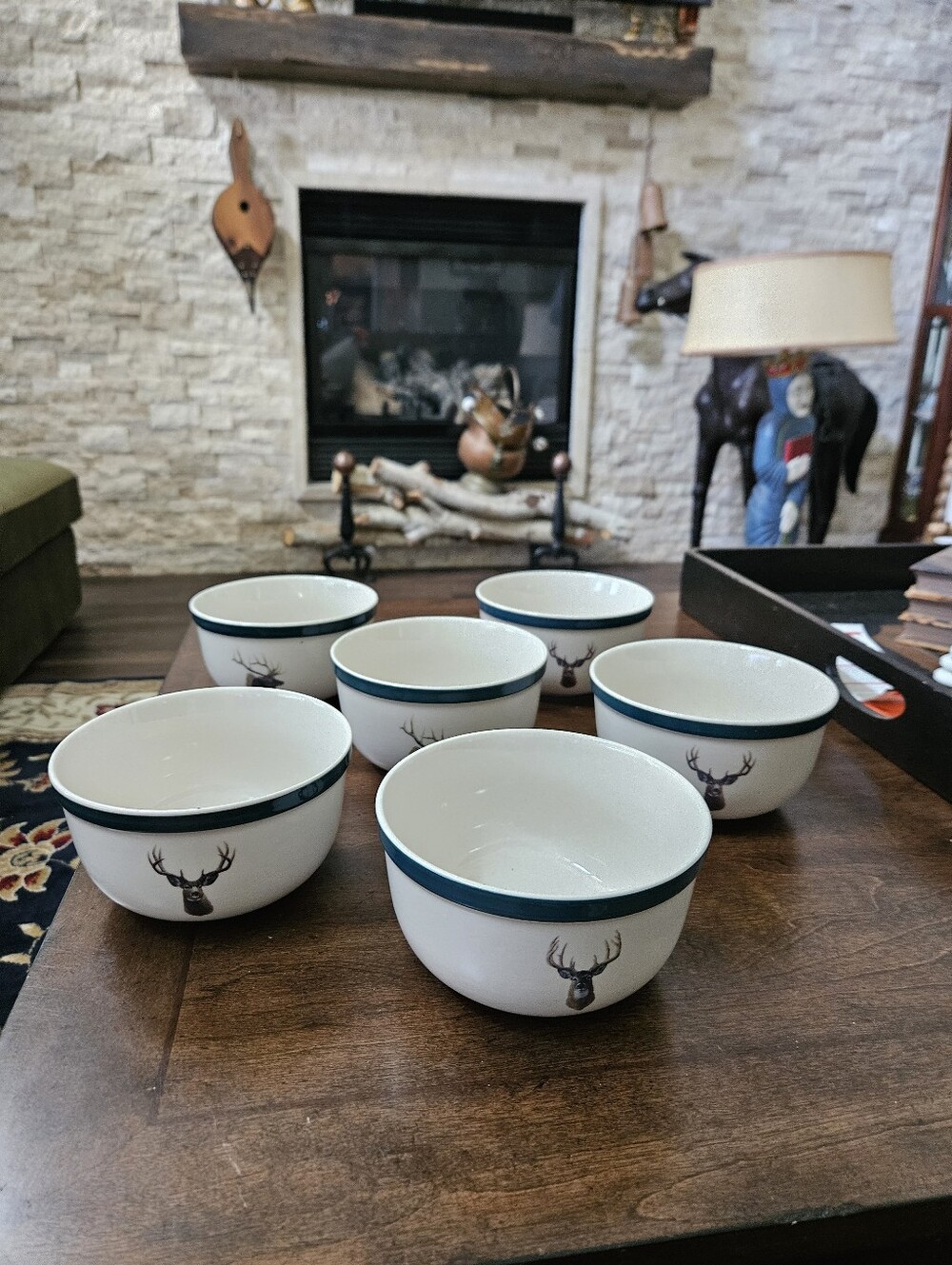 Angler's Expressions Rocky Mountain Elk Foundation 6pc Glossy Cereal Bowls Elk